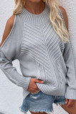 Casual Solid Hollowed Out Patchwork O Neck Sweaters(6 Colors)