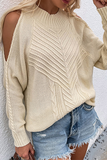 Casual Solid Hollowed Out Patchwork O Neck Sweaters(6 Colors)