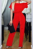 Casual Elegant Solid Patchwork Strap Design O Neck Straight Jumpsuits(6 Colors)