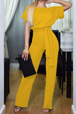 Casual Elegant Solid Patchwork Strap Design O Neck Straight Jumpsuits(6 Colors)