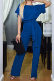 Casual Elegant Solid Patchwork Strap Design O Neck Straight Jumpsuits(6 Colors)