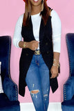 Casual Solid Split Joint Buttons Turn-back Collar Outerwear