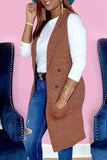 Casual Solid Split Joint Buttons Turn-back Collar Outerwear