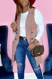 Casual Solid Split Joint Buttons Turn-back Collar Outerwear