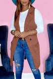 Casual Solid Split Joint Buttons Turn-back Collar Outerwear