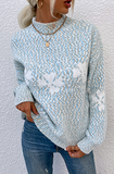 Casual Snowflakes Basic Half A Turtleneck Tops