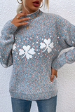 Casual Snowflakes Basic Half A Turtleneck Tops