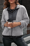Casual Patchwork Zipper Turndown Collar Outerwear