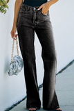Street Solid Patchwork Slit Speaker Solid Color Bottoms(3 colors)