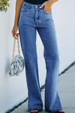 Street Solid Patchwork Slit Speaker Solid Color Bottoms(3 colors)