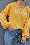 Casual Solid Buckle Stringy Selvedge V Neck Tops
