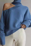 Casual Solid Hollowed Out Patchwork Turtleneck Sweaters(3 Colors)