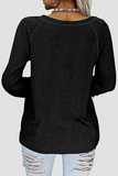 Casual Solid Lace Patchwork V Neck T-Shirts