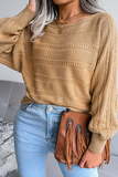 Casual Pierced Patchwork Off the Shoulder Sweater(3 Colors)