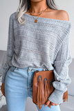 Casual Pierced Patchwork Off the Shoulder Sweater(3 Colors)