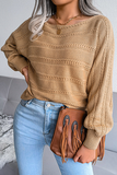 Casual Pierced Patchwork Off the Shoulder Sweater(3 Colors)