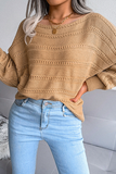 Casual Pierced Patchwork Off the Shoulder Sweater(3 Colors)