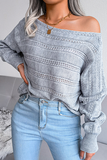 Casual Pierced Patchwork Off the Shoulder Sweater(3 Colors)