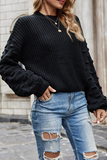 Casual Solid Patchwork O Neck Sweaters(3 Colors)