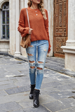 Casual Solid Patchwork O Neck Sweaters(3 Colors)