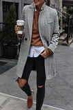 Casual Street Striped Patchwork Buckle Turndown Collar Outerwear