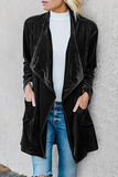 Casual Solid Patchwork Pocket Turndown Collar Outerwear(4 Colors)