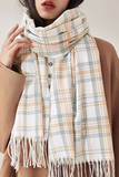 Fashion Casual Plaid Tassel Split Joint Scarf