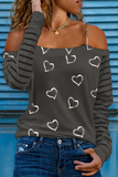 Casual Street Print Patchwork Chains Off the Shoulder Tops