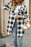 Casual Elegant Plaid Pocket Buckle Turndown Collar Outerwear(4 Colors)