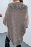 Casual Elegant Striped Tassel Patchwork Turndown Collar Tops Sweater