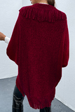 Casual Elegant Striped Tassel Patchwork Turndown Collar Tops Sweater