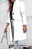 Fashion Elegant Solid Patchwork Buckle Turn-back Collar Outerwear