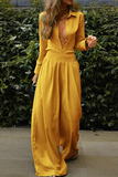 Fashion Elegant Buckle Turndown Collar Jumpsuits(3 Colors)
