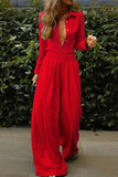 Fashion Elegant Buckle Turndown Collar Jumpsuits(3 Colors)