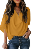 Casual Solid Flounce V Neck T-Shirts（7 colors）