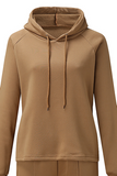 Street Sportswear Draw String Hooded Collar Long Sleeve Two Pieces(5 Colors)