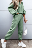 Street Sportswear Draw String Hooded Collar Long Sleeve Two Pieces(5 Colors)