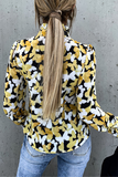Fashion Elegant Print Flounce Strap Design Stringy Selvedge Collar Tops