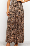 Casual Leopard Capris Straight High Waist Wide Leg Full Print Bottoms