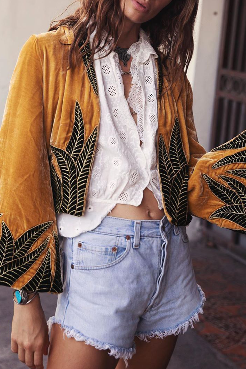 Florcoo Solid Gold Velvet Cardigan Florcoo Solid Gold Velvet Cardigan