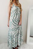Casual Print Split Joint Spaghetti Strap Straight Dresses