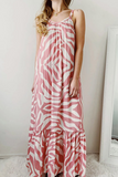 Casual Print Split Joint Spaghetti Strap Straight Dresses