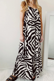 Casual Print Split Joint Spaghetti Strap Straight Dresses