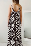 Casual Print Split Joint Spaghetti Strap Straight Dresses
