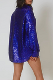 Casual Solid Sequins Shirt Dress Dresses(3 Colors)
