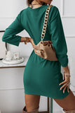 Fashion Elegant Solid Patchwork Fold V Neck Pencil Skirt Dresses(4 Colors)