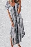 Casual Print Patchwork V Neck Straight Dresses(5 Colors)