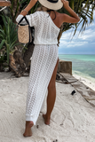 Casual Solid Lace One Shoulder Irregular Dress Dresses(4 Colors)