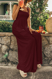 Casual Solid Split Joint Square Collar Straight Jumpsuits(5 colors)