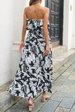 Casual Print Split Joint Strapless Cake Skirt Dresses(8 colors)